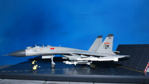 Shenyang J-15 Flying Shark ( Su-33 Flanker-X2 ), '105' PLA NAVY , Aircraft Carrier Liaoning + Carrier Deck -Diorama.Air Force1 AF1-0055A.